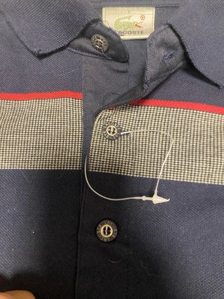 Polo Lacoste Rayas Azul y Gris
