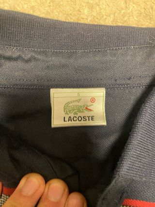 Polo Lacoste Rayas Azul y Gris