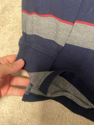 Polo Lacoste Rayas Azul y Gris