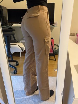 Calças Cargo Stradivarius Bege