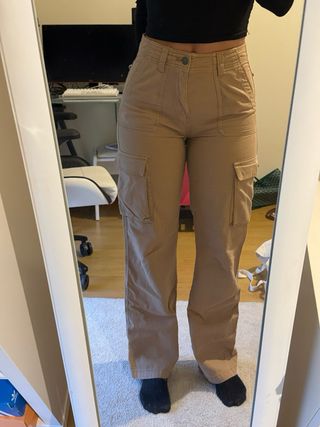 Calças Cargo Stradivarius Bege
