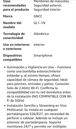 Cámara GNCC Outdoor Cam 2K HDR