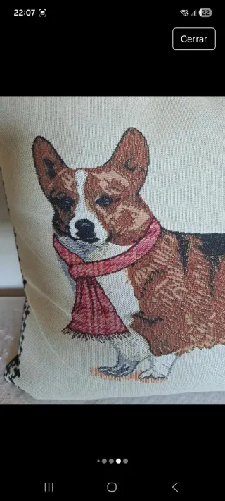 Cojín Vintage Perro Corgi Bufanda