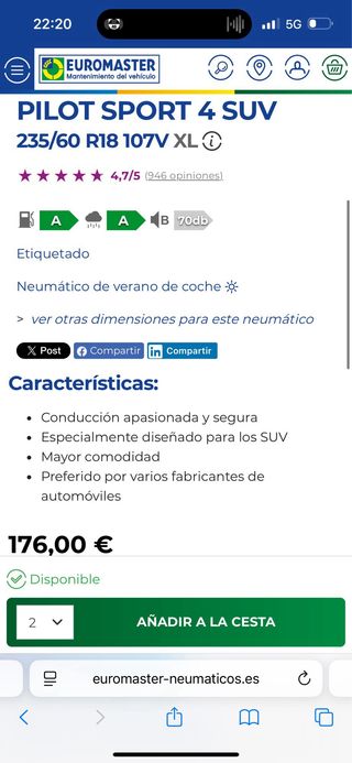 4 Neumáticos Michelin Pilot Sport 235/60 R18