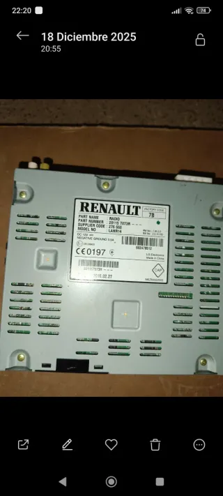 Radio Renault Kadjar 28115 7873R