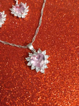 Set gioielli argento 925 cuore rosa