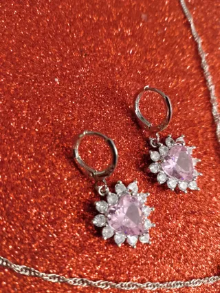 Set gioielli argento 925 cuore rosa