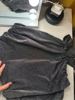 Vestido fiesta plateado brillo