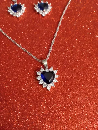 Set gioielli cuore blu argento 925