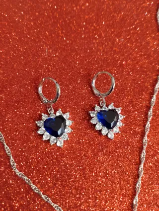 Set gioielli cuore blu argento 925