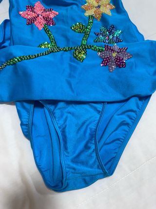 Maillot Gimnasia Flores Lentejuelas 10-12 Años