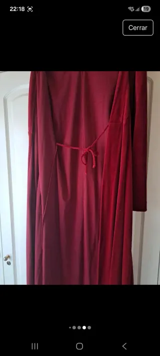 Bata Larga Terciopelo Rojo Vintage Talla Única