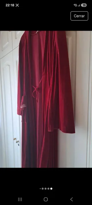 Bata Larga Terciopelo Rojo Vintage Talla Única