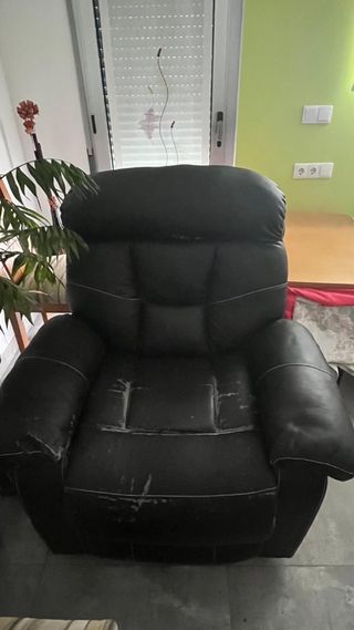 Sillón reclinable eléctrico de masaje negro
