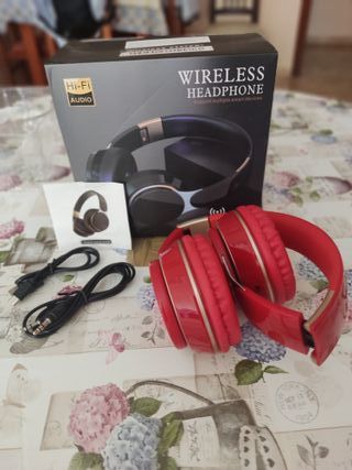 Auriculares Inalámbricos Rojos + Cables