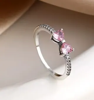 Anillo Plata Corazón Rosa