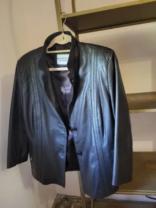 Chaqueta Piel Negra Fashion Club Talla 48