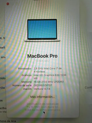 MacBook Pro 15.4 Touch Bar. Gris Plata