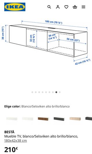 Mueble TV BESTÅ Blanco Brillo