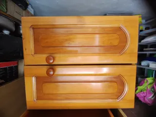 Mueble de cocina angular madera y cristal