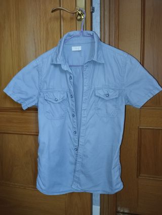 Camisa azul grisácea manga corta