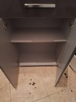 Armario auxiliar baño gris y blanco