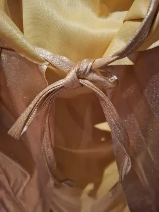 Capa dorada con tela brillante por fuera.