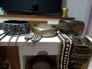 Armario Joyero Madera Blanco y Dorado