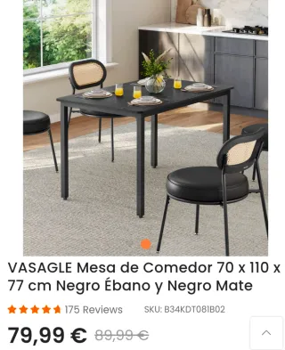 Mesa Comedor/Cocina  o escritorio Negr 110x70cm