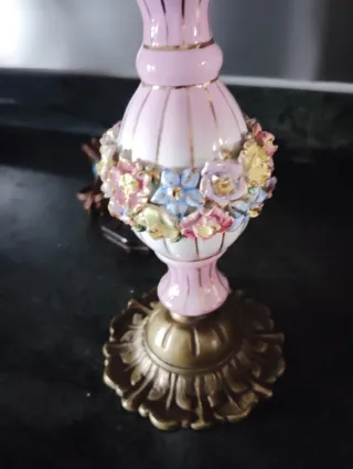 Coppia di lampade vintage in ceramica e metallo