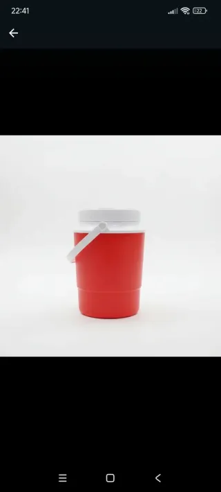 Botijo de plástico rojo y blanco