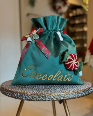 Sacchetto Befana Verde Velluto