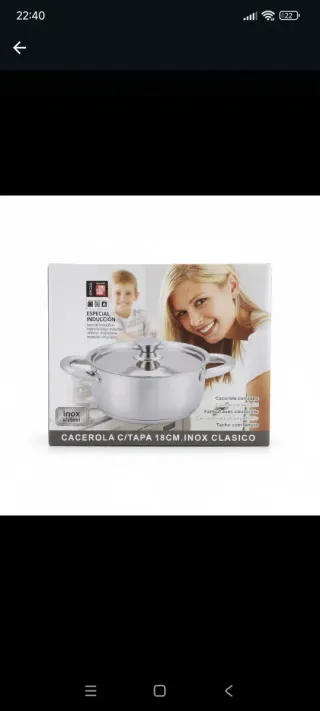 Cacerola 18cm Acero Inox con Tapa