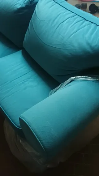 Divano 2 posti blu tessuto