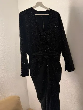 Vestido Zara lentejuelas marrón y negro