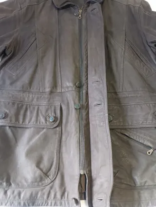 Abrigo vintage piel marrón XXL