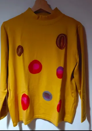 Jersey mujer amarillo lunares talla L