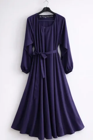 Abito lungo viola con cintura taglia unica