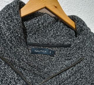 Jersey Náutica Vintage Cuello Shawl Gris