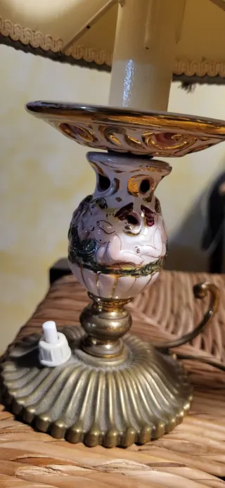 Coppia Lampade Vintage Ceramica e ottone