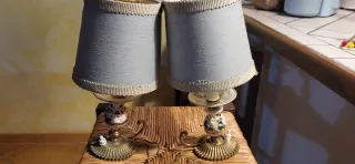 Coppia Lampade Vintage Ceramica e ottone