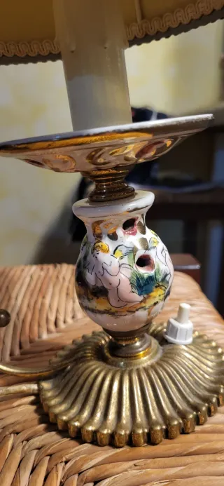 Coppia Lampade Vintage Ceramica e ottone