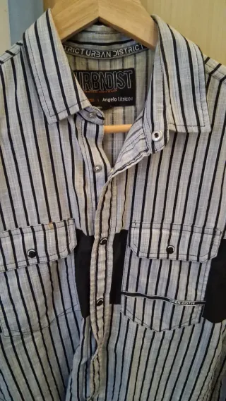 Camisa juvenil rayas gris y negras