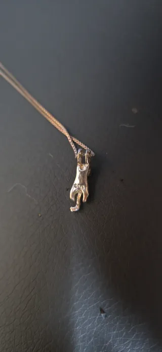 Colgante y collar de plata. Gatito