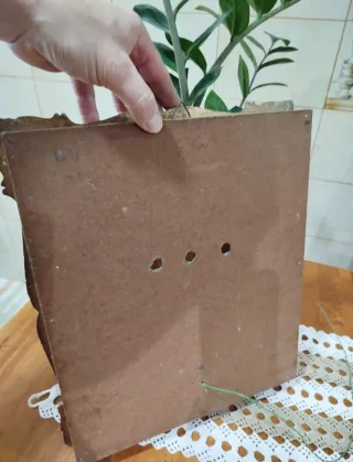 Quadro in legno marrone e oro