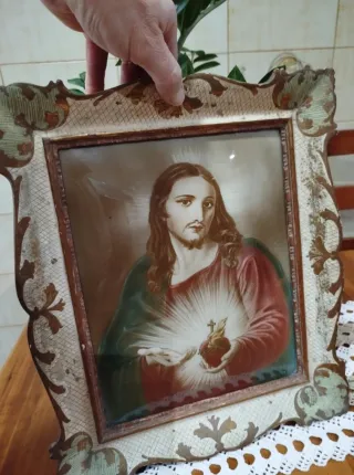 Quadro in legno marrone e oro