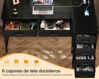 Escritorio Esquinero Negro 126x80