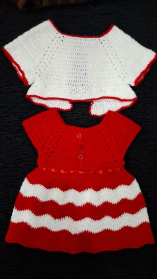 Conjunto Vestido e Bolero Lã Feito à Mão