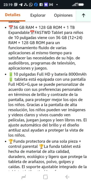 Tablet M323 Rosa 36GB Android 15