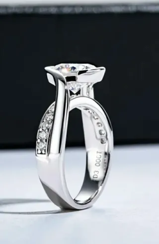 Anillo Doble Plata con Todas Moissanitas +3CT